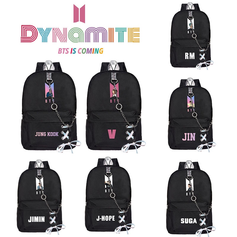 KPOP BTS Dynamite Canvas Bag Bangtan Boys Backpack School Bookbag Student Travel Shoulder Bags Rucksack Causal Backpacks