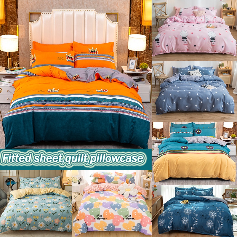 Four Piece Bedding Set Quilt Cover Fitted Sheet Set Pillowcase Quilt