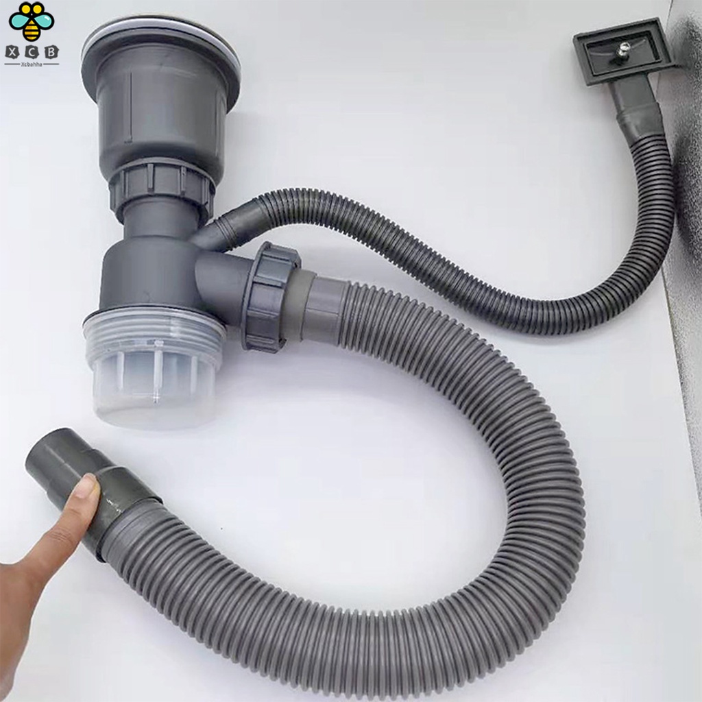 AGY High Quality Kitchen Sink Drain Hose Set Double Filter Antiodour