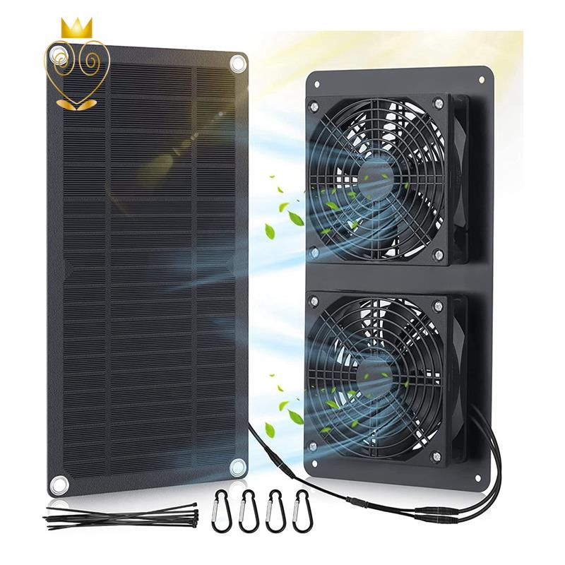 Solar Panel Fans Kit, 10W DC 12V Solar Panel Powered Dual Fan with 6
