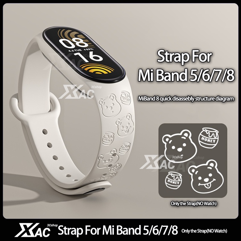 Xiaomi Mi Band 8/9 Strap Luxury Cartoon 3D Carving Wristbands For