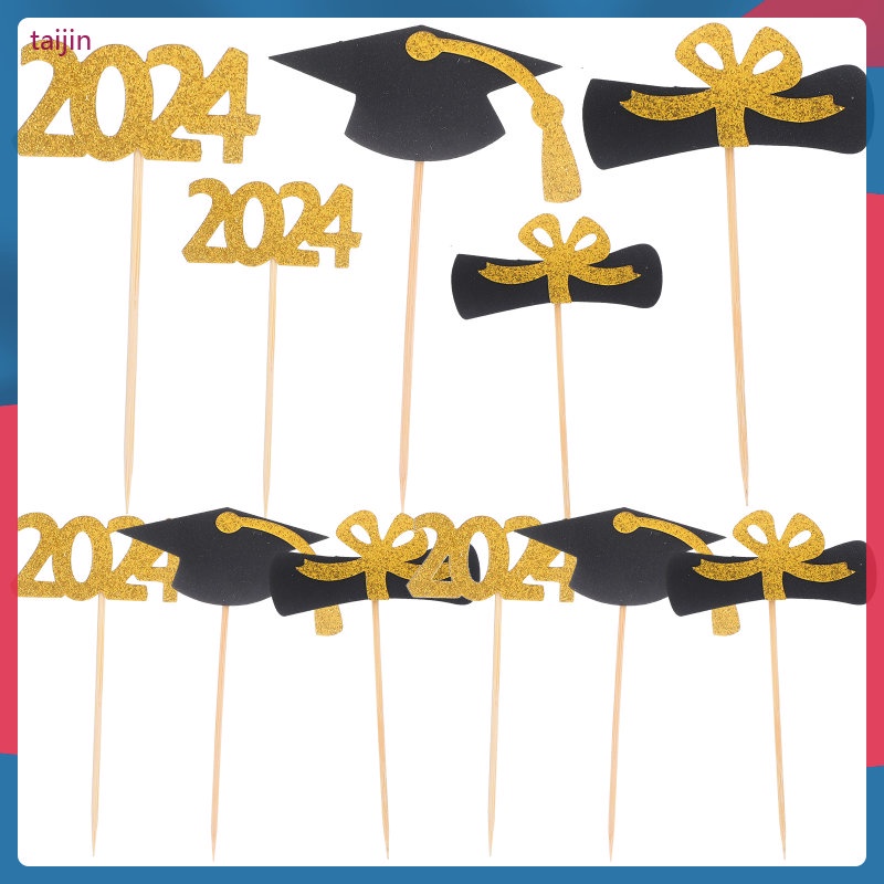 12Pcs Graduation Cake Toppers Graduation Cupcakes Toppers 2024