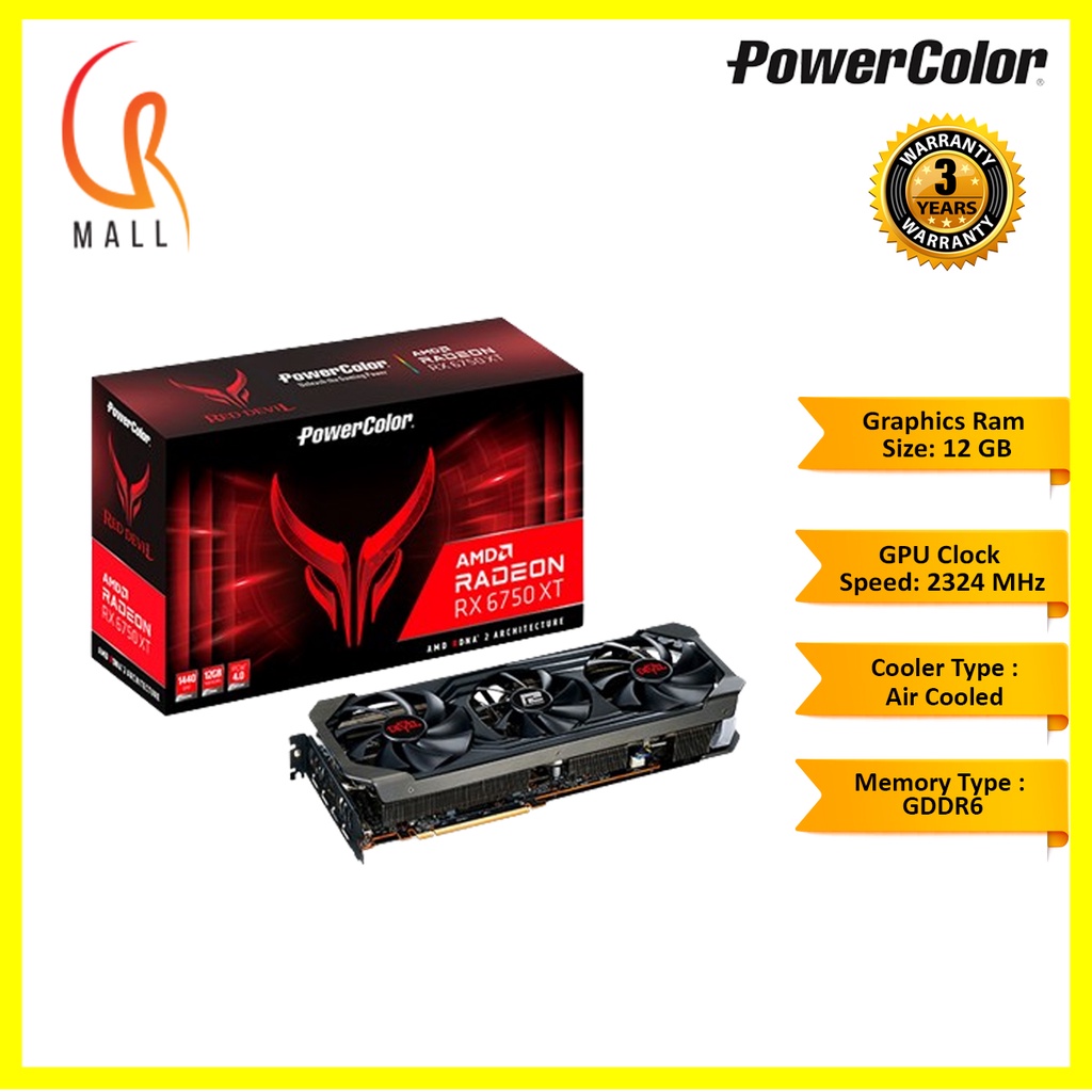 PowerColor Red Devil AMD Radeon RX 6750 XT Graphics Card with 12GB GDDR6  Memory