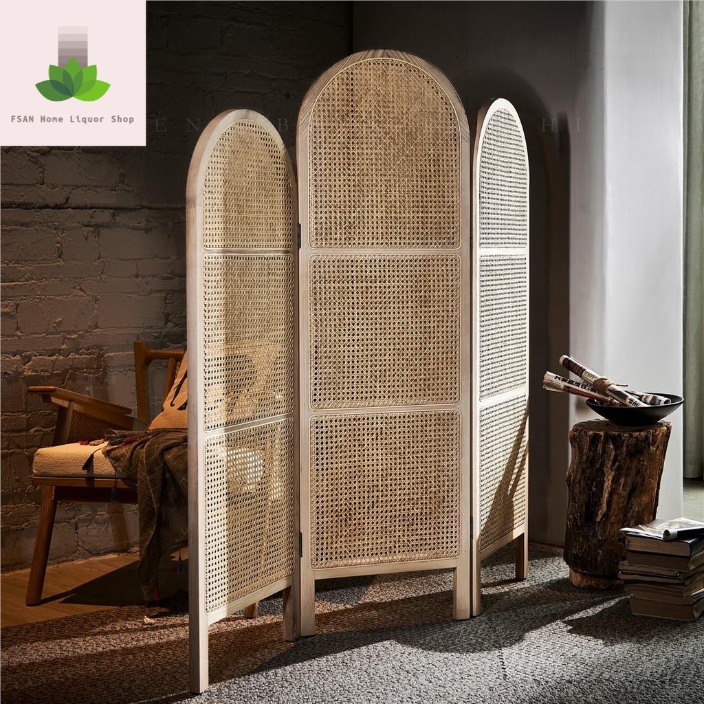 Rattan Japanese-style folding retro screen partition living room ...