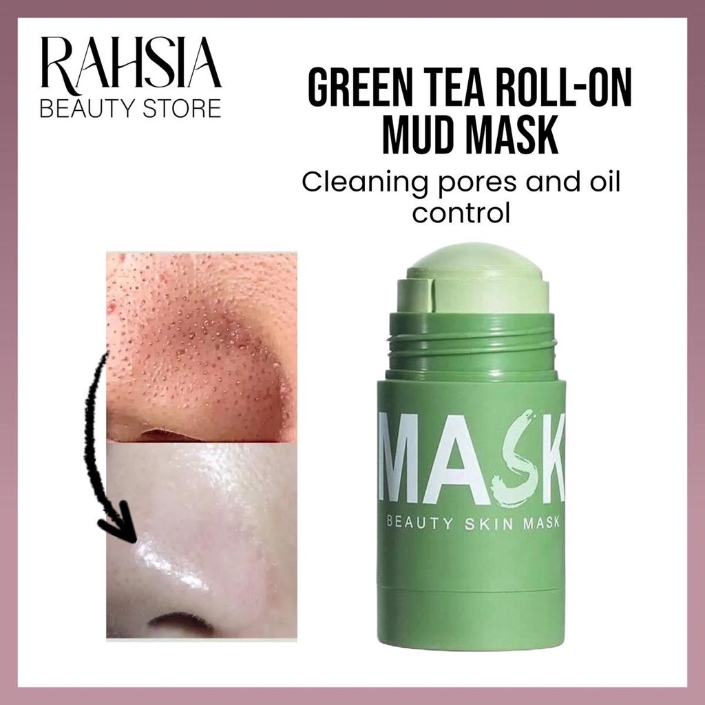 Green Tea Stick Cleansing Mud Mask Removal Blackheads Pore Reduce Acne