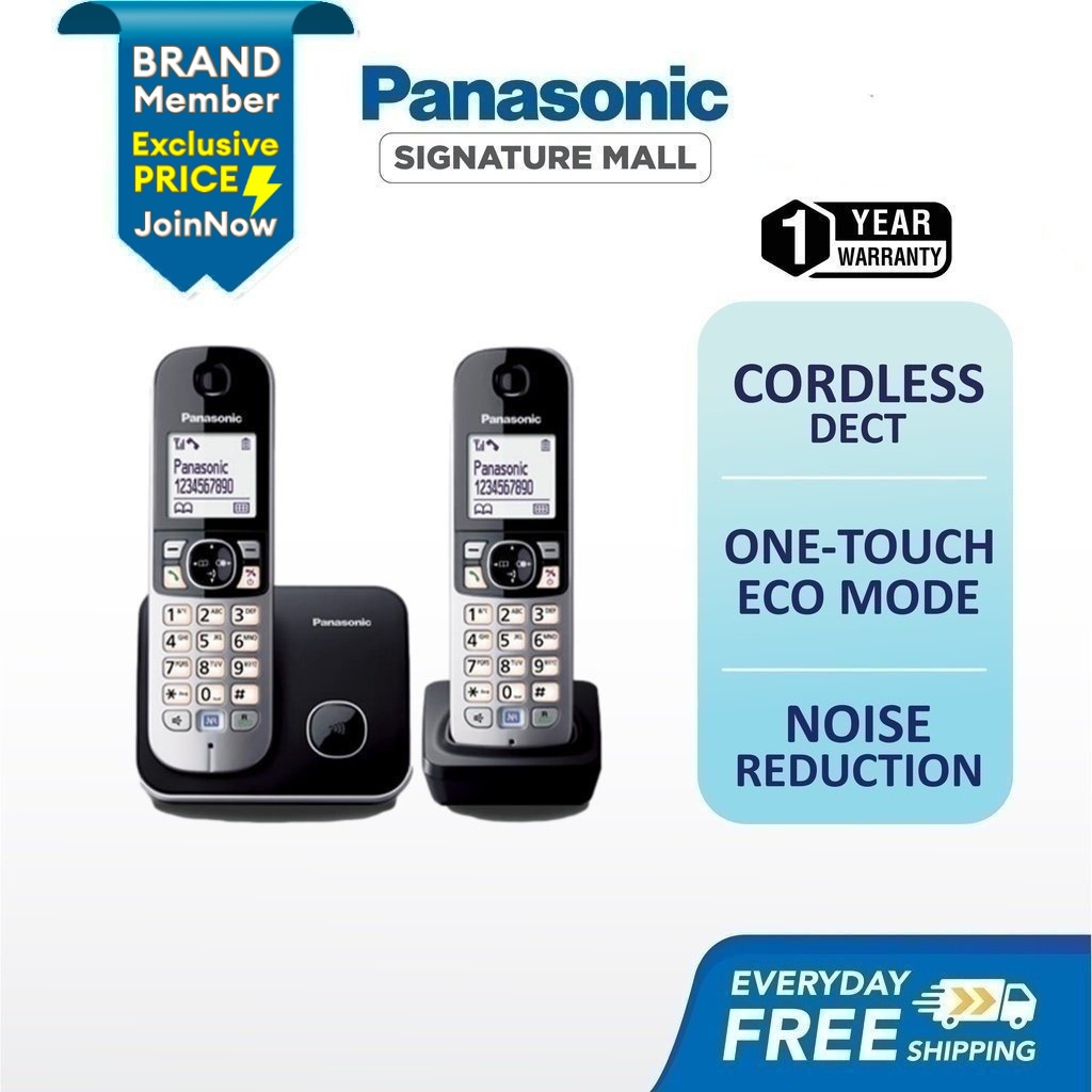 PANASONIC TG6812 Twin Dect Phone Speaker Phone KX-TG6812MLB Hands Free  Expandable Alarm Clock Fon Rumah Office 家里电话 | Shopee Malaysia