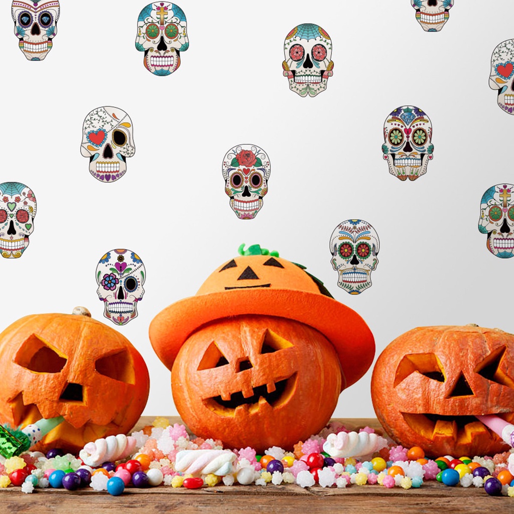 50 Sheets Halloween Window Gel Clings Car Stickers Home Wall Decorate