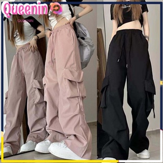 Parachute Pants for Women Y2K Baggy Cargo Pants with Pockets Trendy Wide  Leg Trousers