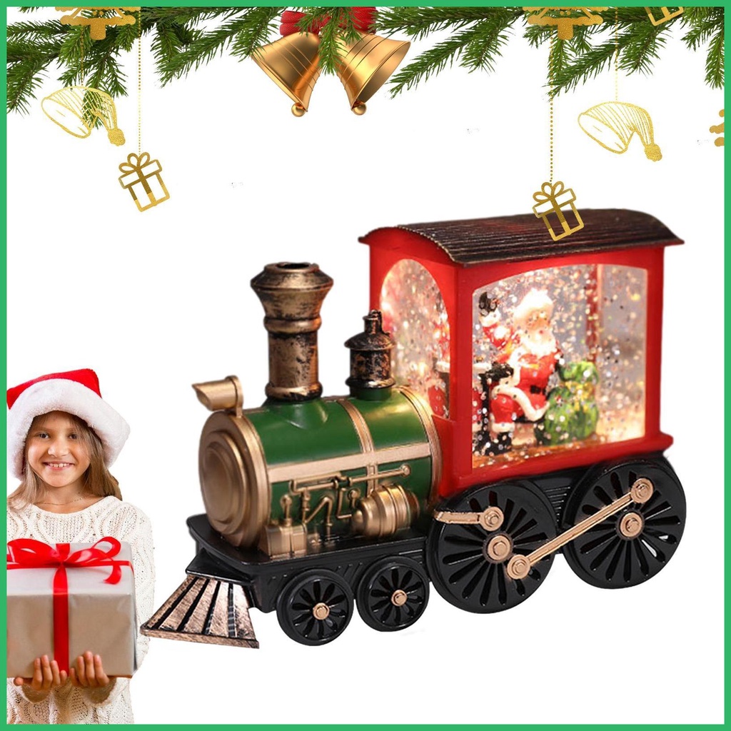 Christmas Train Decorations Battery Operated Snow Globe Lighted Train