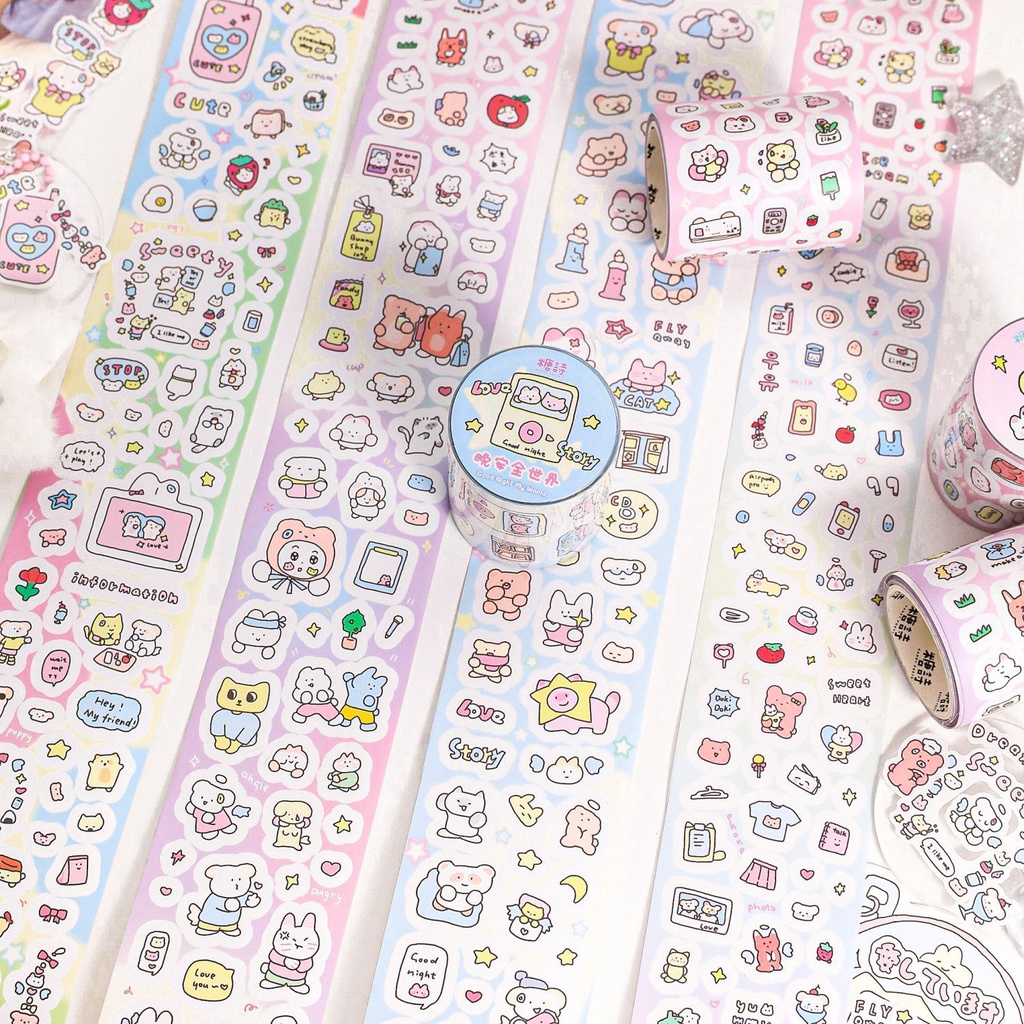 Candy POETRY Sticker Cute 糖诗 贴纸卷 心动派送系列模切胶带可爱卡通动物盐系diy手帐装饰素材贴画2m
