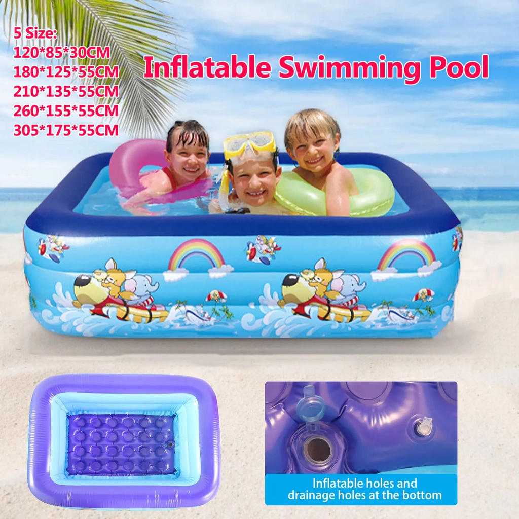 Inflatable Swimming Pool Rectangle Kids Pool Baby Indoor Outdoor Baby ...
