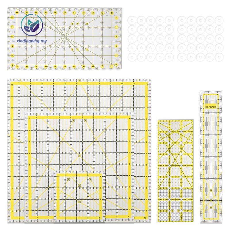 Acrylic Quilting Ruler Set with DoubleColored Grid Lines, Clear Mark