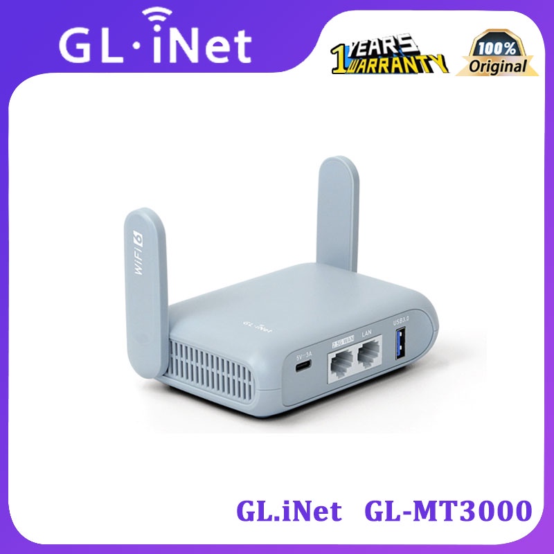 GL.iNet GL-MT3000 (Beryl AX) Portable WiFi 6 Gigabit Router for