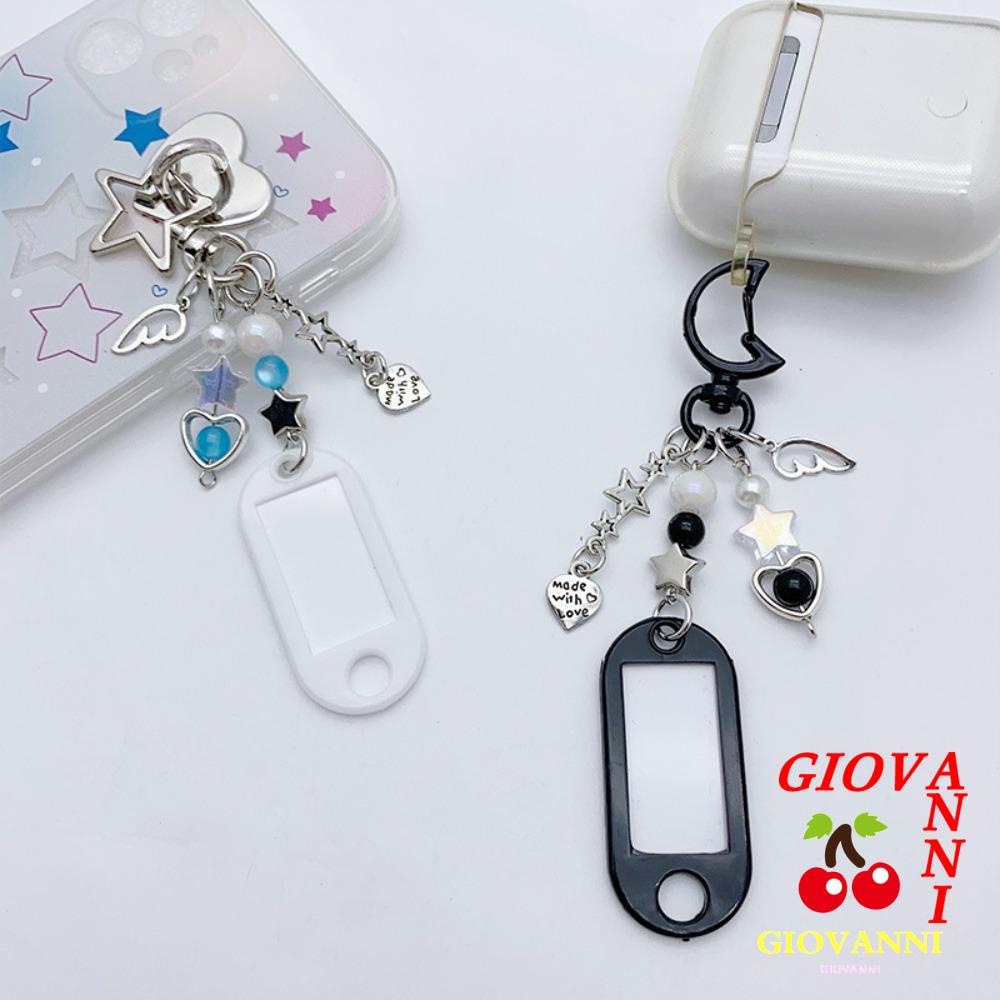 GIOVANNI Star Bead Keyring, Y2k Replaceable Tag Moon Beaded Key Chain