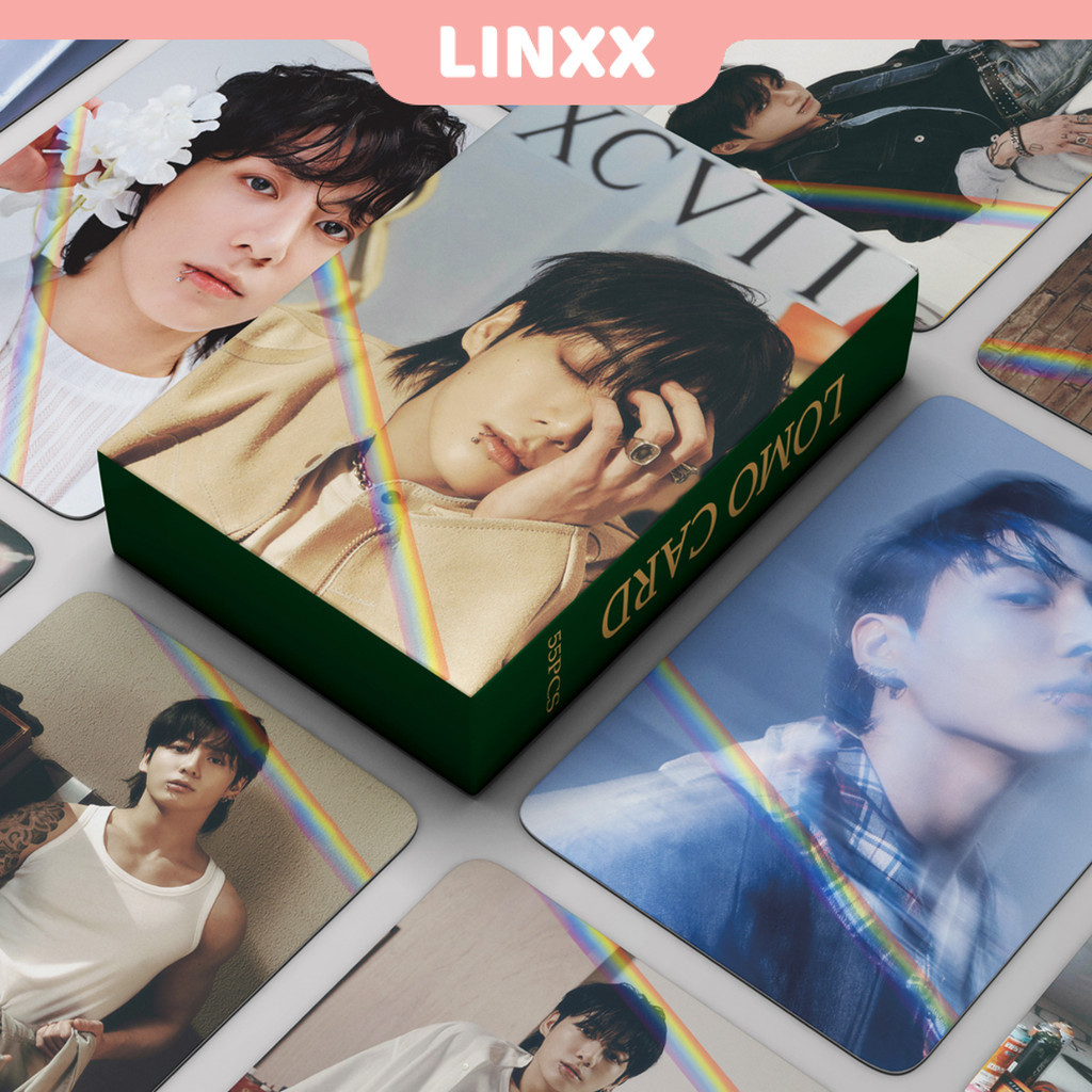 LINXX 55 Pcs BTS JK GOLDEN Holographic Laser Card Kpop Photocards ...