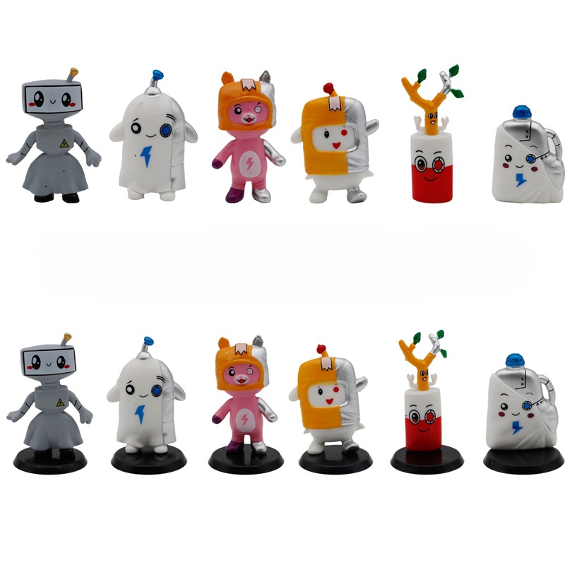 Lankybox Action Figures Lanky Box Robot Toys Doll Model Cake Ornaments