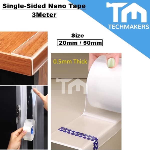 High Quality Single-Sided Nano Tape 3Meter Long Washable Adhesive Reusable Clear Sticky Power Tape Edge Protection Safe