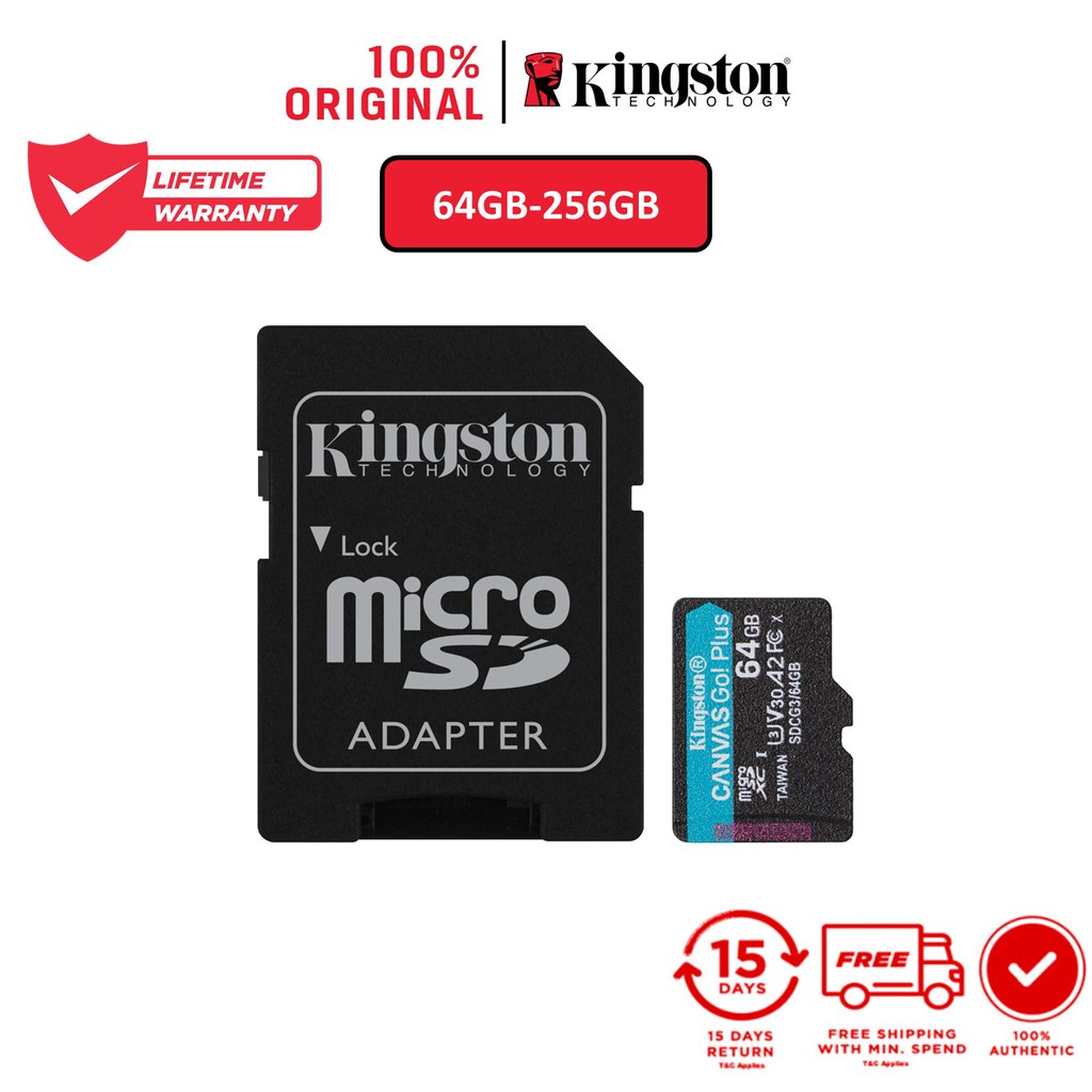 Memoria Micro SD Kingston Canvas Go Plus 256GB C/Adaptador 170Mb/s KINGSTON