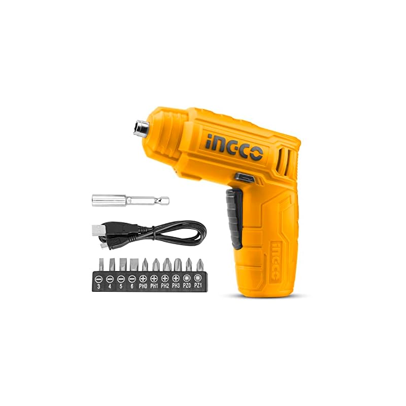 INGCO Cordless Electric Screwdriver Bit included USB cable for charging ...