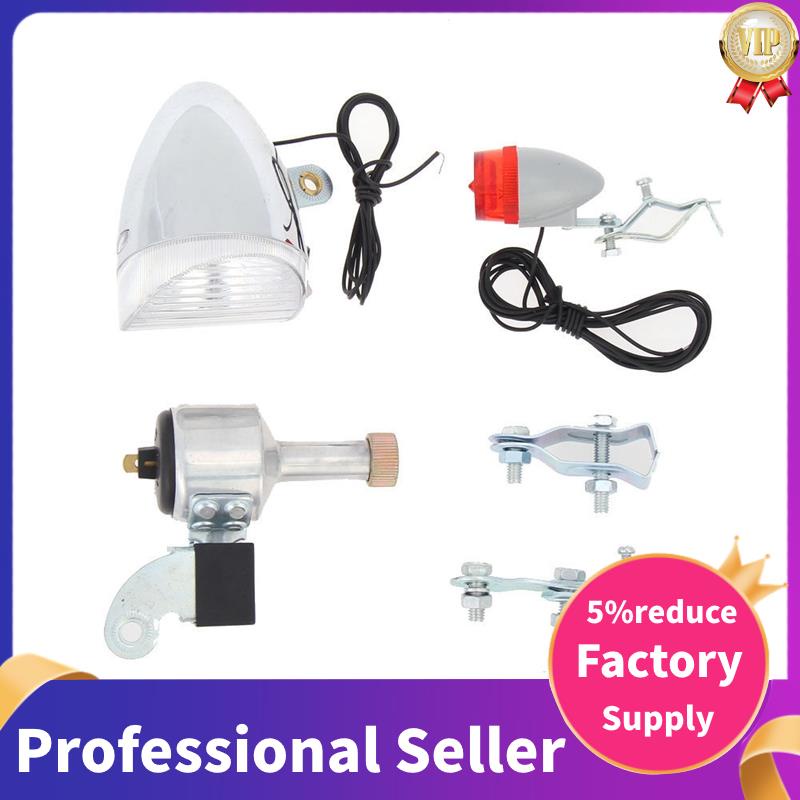 Bicycle Dynamo Lights Set Headlight Rearlight LED Bicycle Light