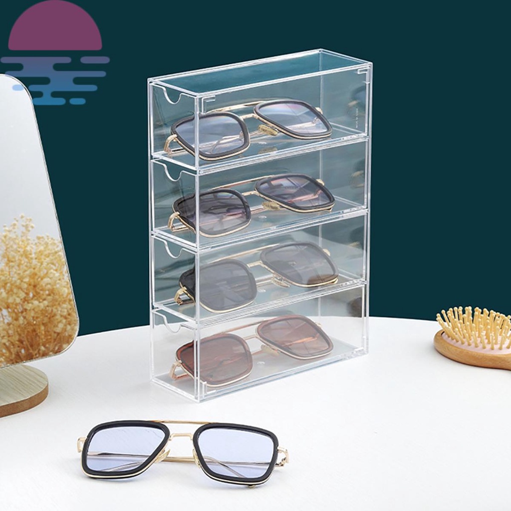 Glasses Storage Box 4 Layers Large Glasses Storage Box Multifunctional
