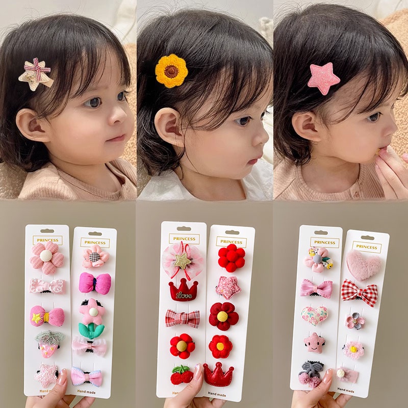 5 Pack Baby Hair Clips No Hurt Sweating Hair Clips Girls Clips Baby Cute Hair Accessories