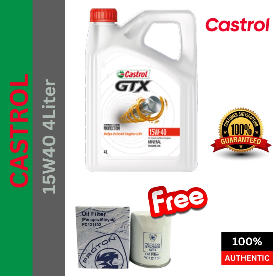 3413671 CASTROL GTX 15W40 ENGINE OIL 4 LITER ORIGINAL+(FREE PROTON OIL