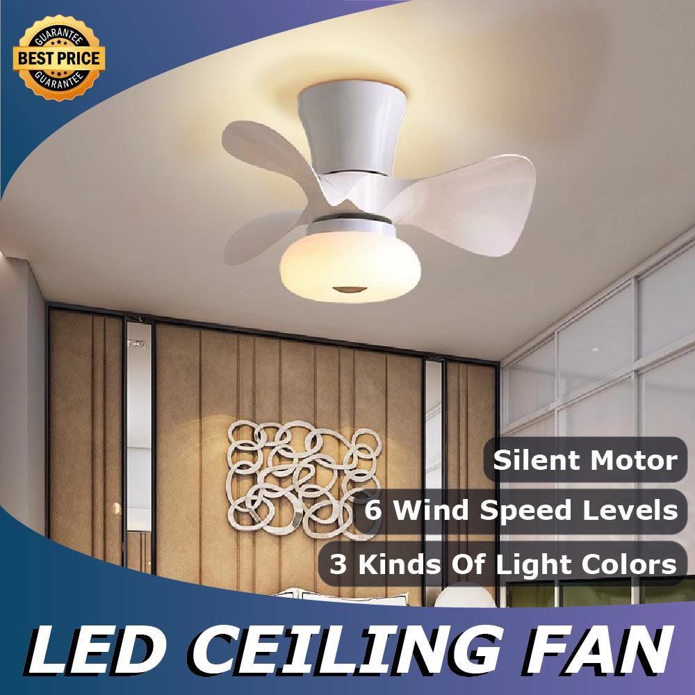 Kipas Siling Lampu Modern Mini Ceiling Fan With LED Light 3 Blade ...