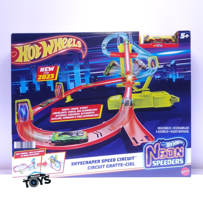 Hot Wheels Neon Speeders Skyscraper Speed Circuit Track Playset ...