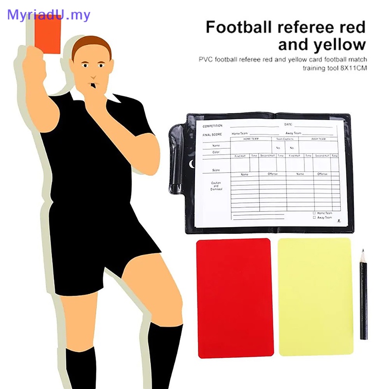 Myriadu Red Card Soccer Referee Card Recording Paper Score Sheets Football Referee Wallet Yellow 5066