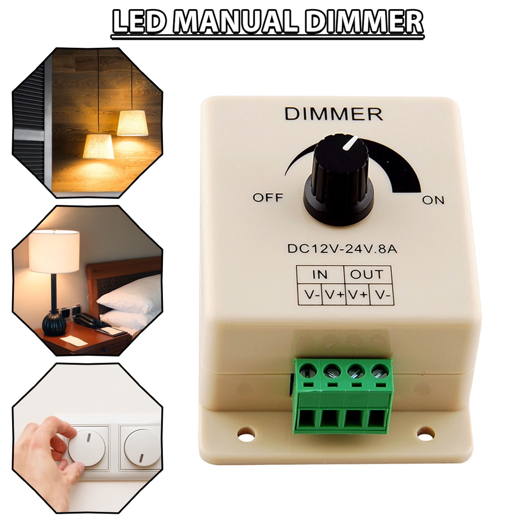 Manual LED Dimmer Switch for LED Strip Light 12V24V 8A Mountable with