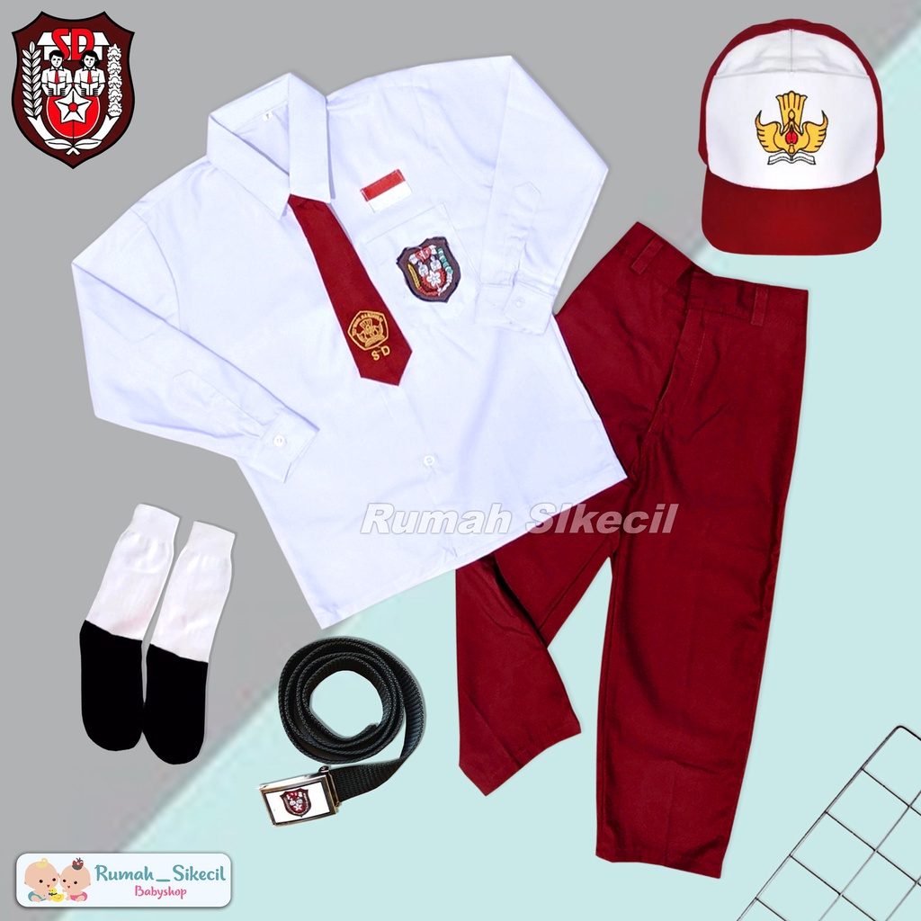 MERAH PUTIH Complete Set Of Men's School Uniforms Long Sleeve Trousers