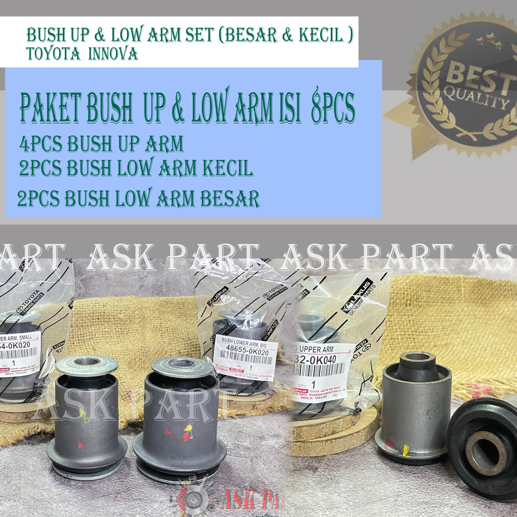 BUSH BOS BUSHING ARM UP LOW UPPER BOTTOM SET TOYOTA INNOVA INOVA 8PC ...