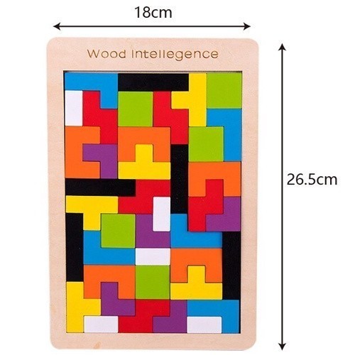 RH Russian Puzzle Block T Tangram Tetris Jigsaw Toys Wooden Kids Brain ...