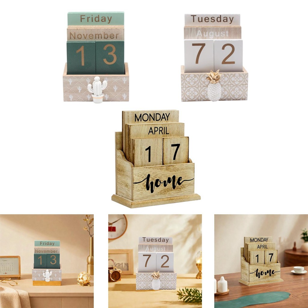 AUSTUFF Perpetual Block Calendar – Rustic Resin Chicken House Desk Calendar, 2025+