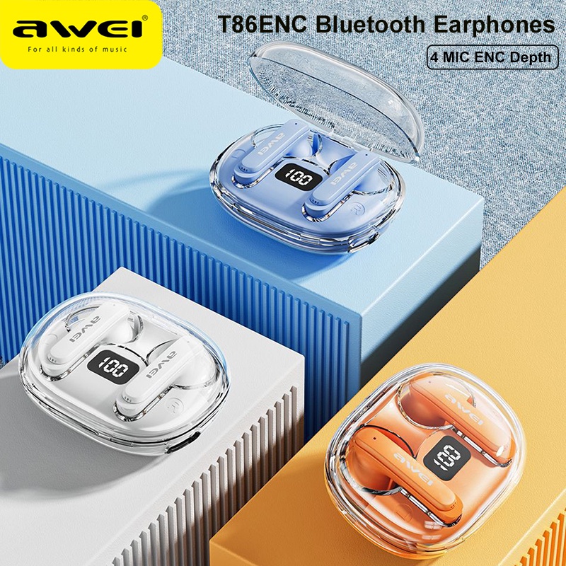 Awei T86 ENC Noise Canceling Earphones Wireless Bluetooth Earbuds