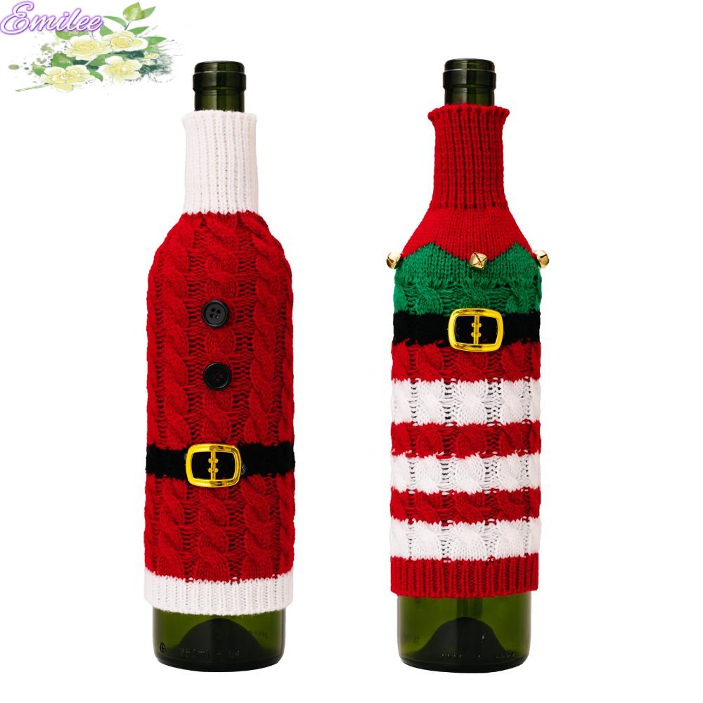 EMIL Christmas Wine Bottle Cover, Merry Christmas Decor Dinner Table