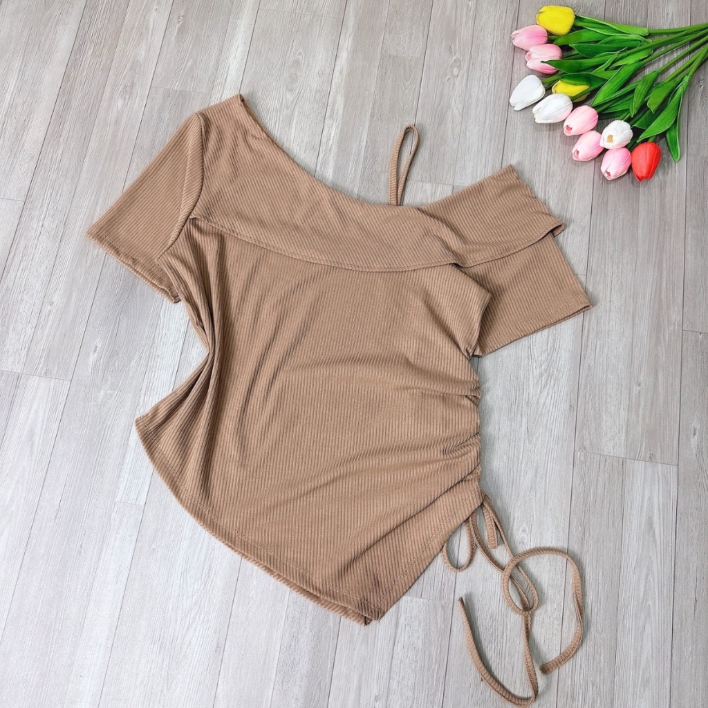 Women's big-size t-shirt with stylized fold-over flap, one side ...