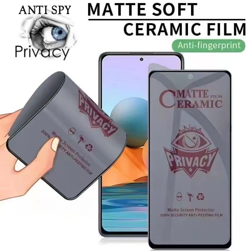 Anti-Peeping Privacy For iPhone 11 12 13 14 15 16 Pro Max Mini Plus X XR XS  Max 6s Plus Matte Privacy Flexible Ceramics Tempered Glass Screen