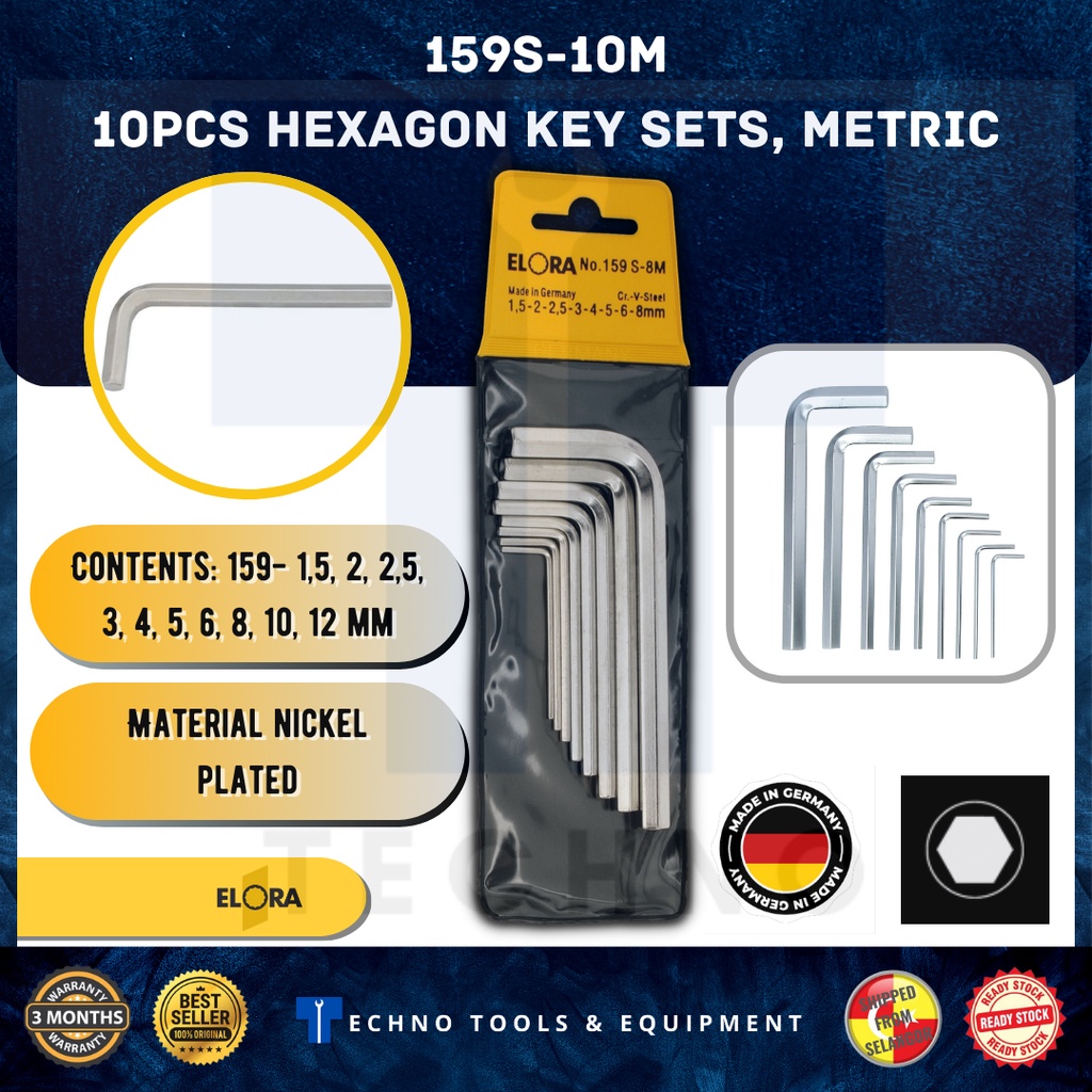 ELORA 159S-10M 10pcs Hexagon Key Sets, Metric | Shopee Malaysia
