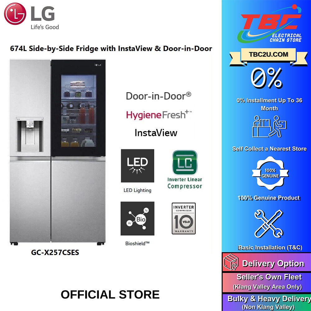 (COURIER SERVICE) LG GCX257CSES GCX257CQES 635L SIDEBYSIDE FRIDGE