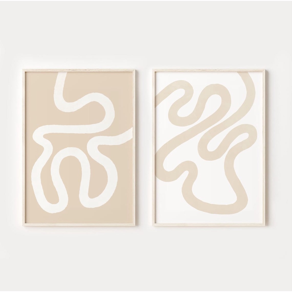 Abstract Prints Beige Line Art Boho Wall Decor Minimalist Canvas ...
