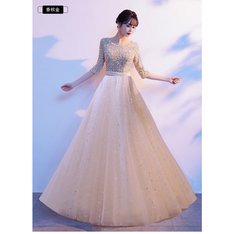 Starry Sky Evening Dress Choir Performance Costume Female Long Skirt 2024 New Style Recitation Classy Host Command Costume Shopee Malaysia