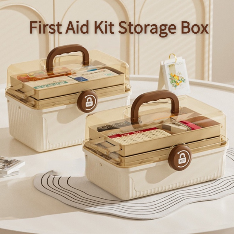 Large First Aid Kit Box Ubat Storage Box Transparent Plastic Medicine ...