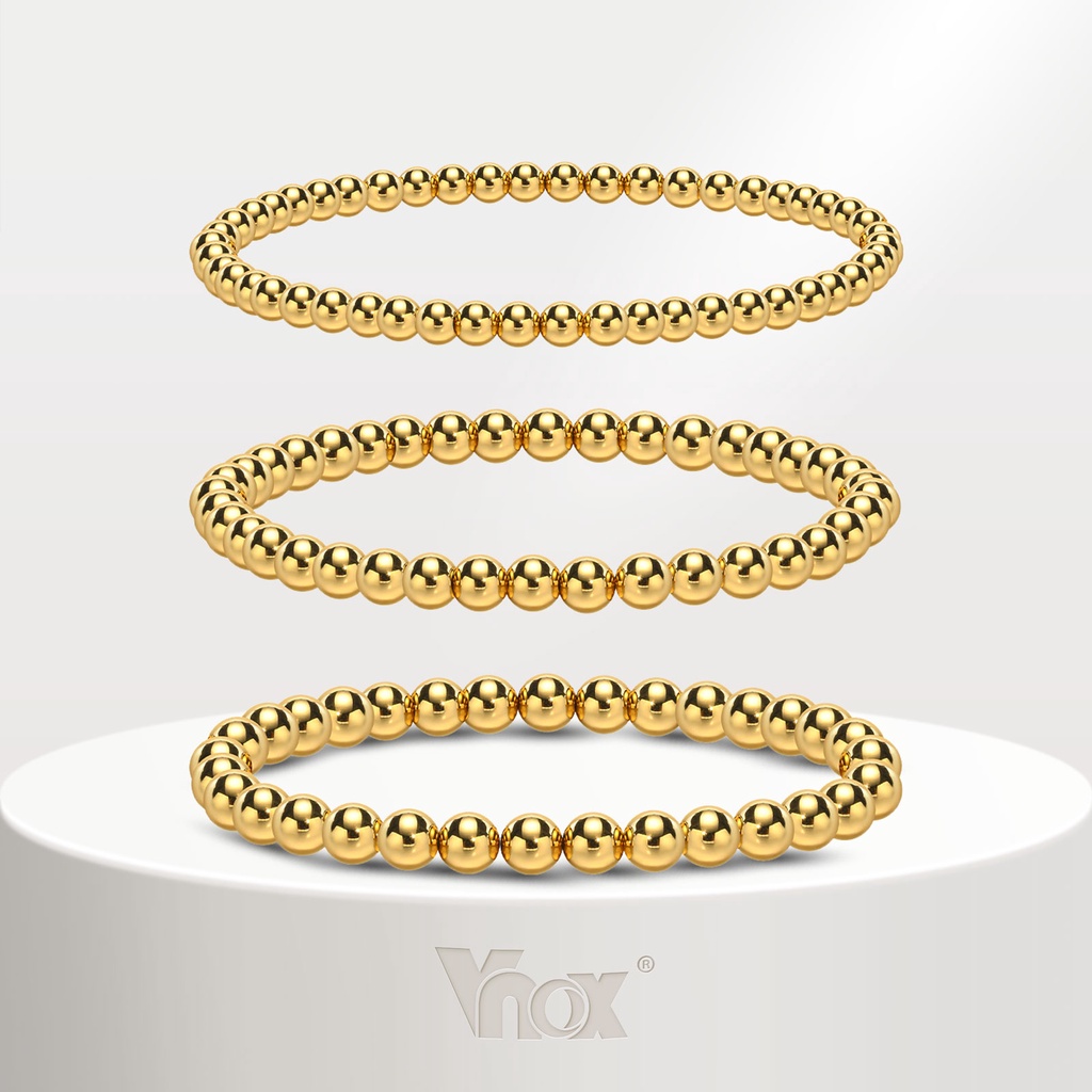 Vnox Men's and Women's Stainless Steel Luxury Round Beads, Beaded ...