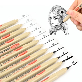 3-12Pcs Pigment Liner Manga Markers Pen Art Hand-painted Hook Line