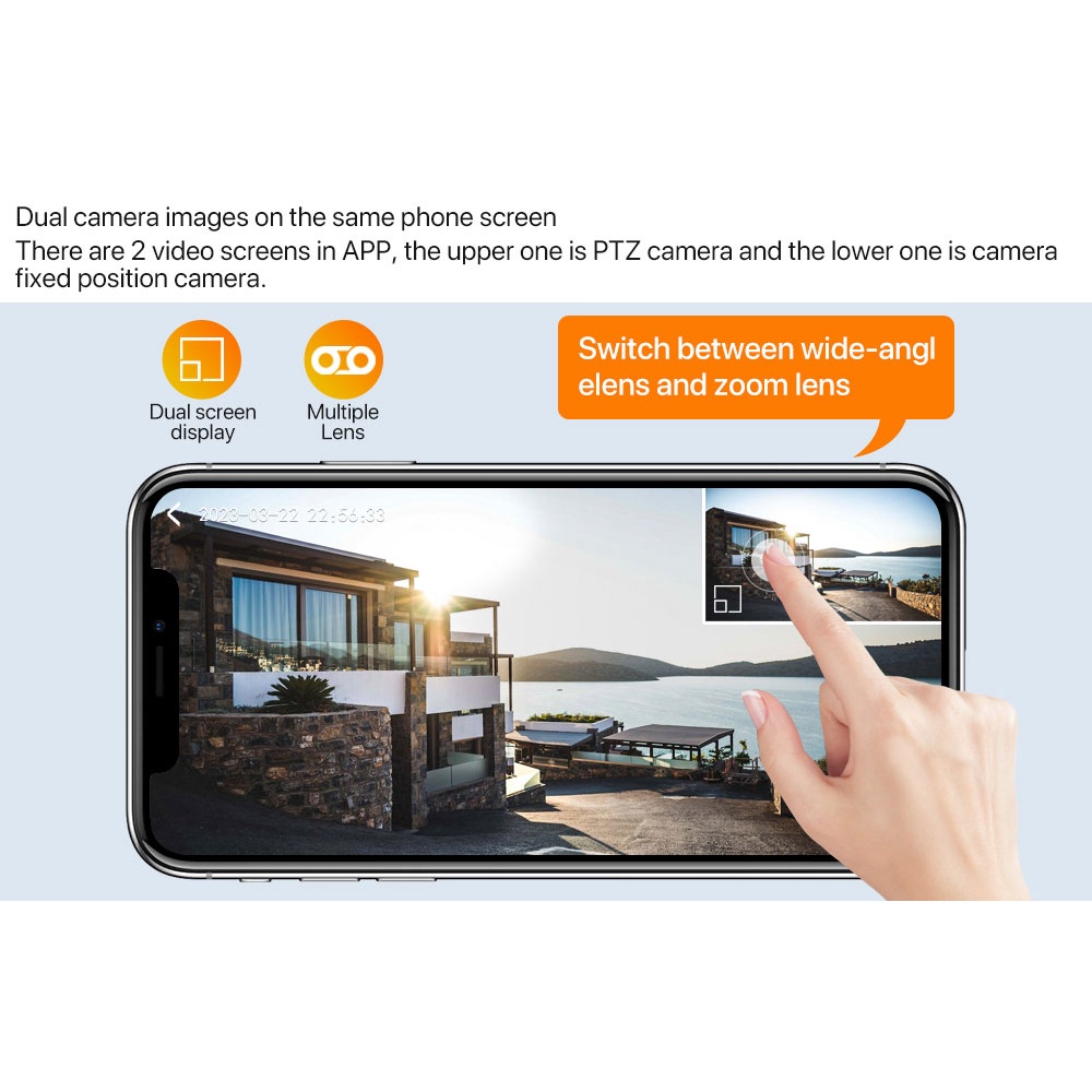 4G SIM card Dual Lens Mini IP Camera 2K 4MP WIFI Wireless Security ...