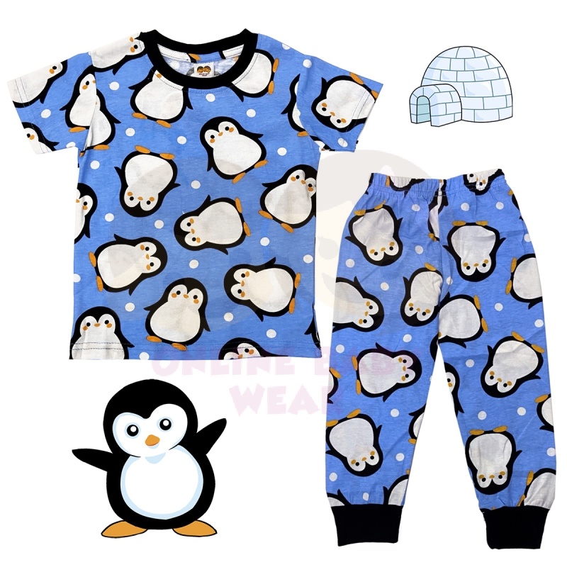 (3M-12Y) FM Baby Blue PINGU Cotton Kids Pajamas-Pyjamas Sleepwear Girl ...