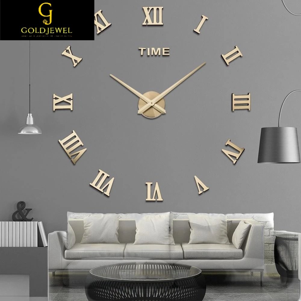 [MJ] Watch Acrylic Mirror Roman Numerals Clock Modern Design Large Wall ...