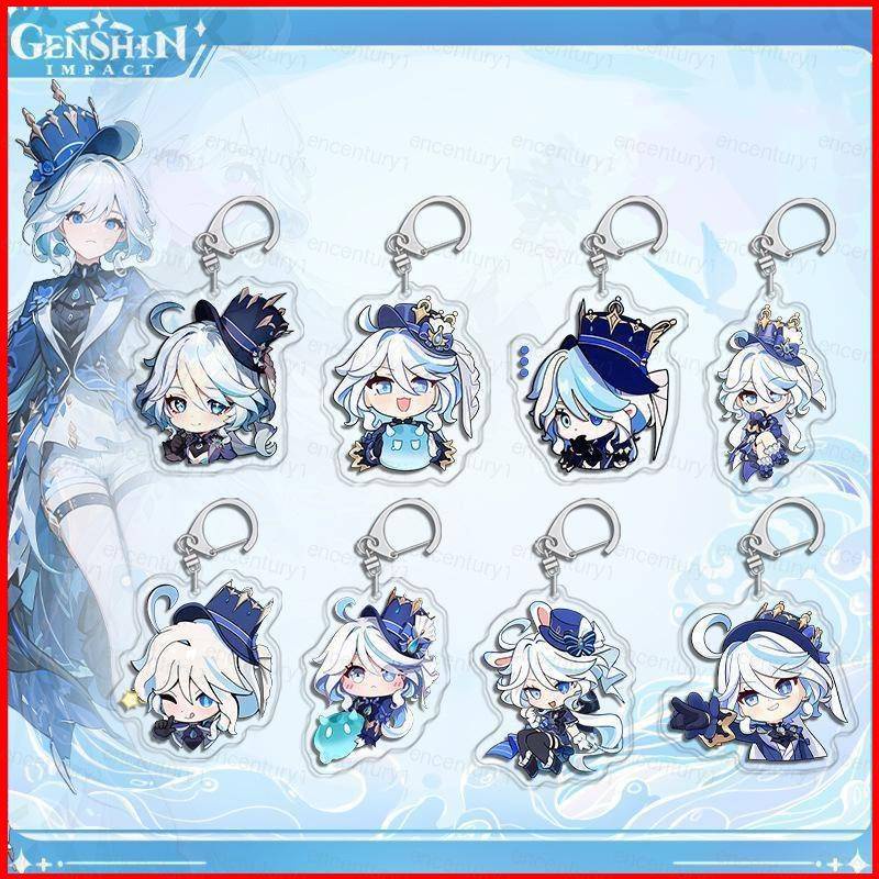 YS Genshin Impact Keychain Anime Furina Focalors Keyring Acrylic Cute ...